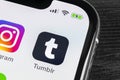 Tumblr plus application icon on Apple iPhone X smartphone screen close-up. Tumblr plus app icon. Tumblr is internet online social