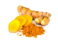 Tumeric and tumeric powder. Royalty Free Stock Photo