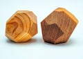 TUMI ISHI wood rocks on the white background. Close-up