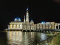 Tuminah Hamidi Mosque at night located at Bagan Datuk, Perak Royalty Free Stock Photo