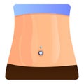 Tummy piercing icon, cartoon style