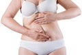 Tummy tuck, flabby skin on a fat belly, plastic surgery concept Royalty Free Stock Photo