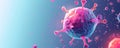 Tumor microenvironment background with cancer cells, T-Cells, nanoparticles, molecules and blood vessels