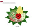Tumpeng or Indonesian Cone Shaped Rice with Assorted Food