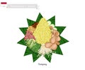 Tumpeng or Indonesian Cone Shaped Rice with Assorted Indonesian Dishes