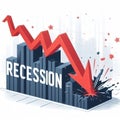 Stock Market Crash Red Graph Chart Trending Down. Economy Falling, Recession Crisis Inflation Stagflation Business Financial Loss Royalty Free Stock Photo