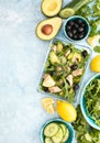 Tuna arugula salad prepared ahead and packed in a glass lunch box