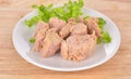 Tuna,Canned fish on white plate