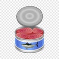 Tuna canned goods mockup, realistic style Royalty Free Stock Photo