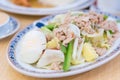 Tuna Chunks with Salad and Vegetables. Royalty Free Stock Photo