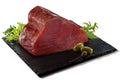Tuna fillet on a square stone plate Royalty Free Stock Photo