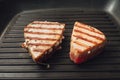 Tuna fish grill cooking on frying pan Royalty Free Stock Photo
