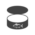 Tuna fish logo open can icon outline illustration. Salmon tuna fish line icon seafood can logo. Royalty Free Stock Photo