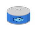 Tuna fish logo open can icon outline illustration. Salmon tuna fish line icon seafood can logo. Royalty Free Stock Photo