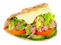 Tuna Fish And Salad Sandwich In A Folded Flatbread Royalty Free Stock Photo