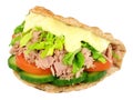 Tuna Fish And Salad Sandwich In A Folded Flatbread Royalty Free Stock Photo