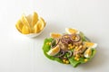 Tuna fish salad with sugar corn and eggs Royalty Free Stock Photo