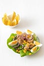 Tuna fish salad with sugar corn and eggs Royalty Free Stock Photo