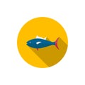 Tuna flat icon with long shadow,circle,eps10,interface,buttonArt & Illustration Royalty Free Stock Photo