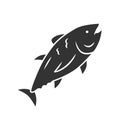 Tuna glyph icon. Swimming marine fish. Underwater inhabitant. Mackerel fishing. Seafood restaurant. Floating animal Royalty Free Stock Photo