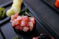 Tuna gunkan sushi set with caviar, Japanese food Royalty Free Stock Photo