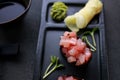 Tuna gunkan sushi set with caviar, Japanese food Royalty Free Stock Photo