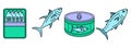 Tuna icon set line color vector