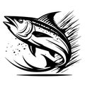 Tuna Jumping Logo, A Modern Tuna fish Vector Jumping out of water Royalty Free Stock Photo