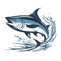 Tuna Jumping Logo, A Modern Tuna fish Vector Jumping out of water Royalty Free Stock Photo