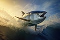 tuna jumping out of water, ai generated Royalty Free Stock Photo