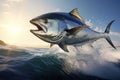 tuna jumping out of water, ai generated Royalty Free Stock Photo