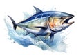 tuna jumping out of water, ai generated Royalty Free Stock Photo