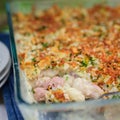 Tuna, Leek, Mornay and Orange Pasta Bake (Macaroni and Cheese) Royalty Free Stock Photo