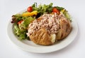 Tuna mayo Jacket Potato with side salad Royalty Free Stock Photo