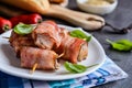 Tuna meat wrapped in bacon Royalty Free Stock Photo