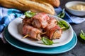 Tuna meat wrapped in bacon Royalty Free Stock Photo