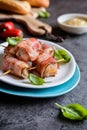 Tuna meat wrapped in bacon Royalty Free Stock Photo