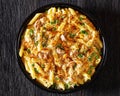 Tuna Mornay in baking dish, top view Royalty Free Stock Photo