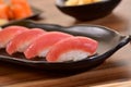 Tuna nigiri sushi plate Royalty Free Stock Photo