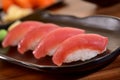 Tuna nigiri sushi plate Royalty Free Stock Photo