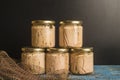 Tuna in olive oil canned jars Royalty Free Stock Photo