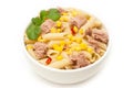 Tuna and pasta salad isolated Royalty Free Stock Photo