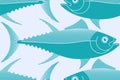 Tuna pattern seamless. tunny Seafood fish background. vector texture