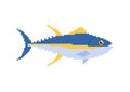 Tuna pixel art. pixelated tunny Seafood fish. 8 bit vector illustration