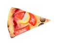 Tuna pizza slice. Hand drawn watercolor Royalty Free Stock Photo