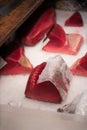 Tuna raw sliced fish store at Tsukiji sea food market