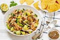 tuna salad with avocado, onion, cucumber, capers Royalty Free Stock Photo