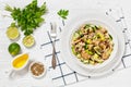 tuna salad with avocado, onion, cucumber, capers Royalty Free Stock Photo