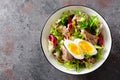 Tuna salad in bowl. Mediterranean food. Fresh salad with canned tuna fish. Healthy diet food