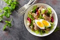 Tuna salad in bowl. Mediterranean food. Fresh salad with canned tuna fish. Healthy diet food Royalty Free Stock Photo